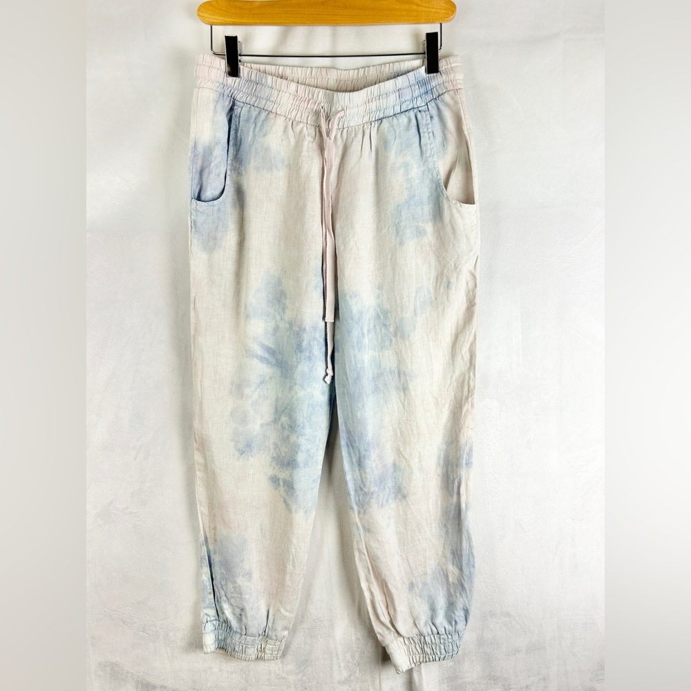 Bella Dahl Light Blue & White Tie-Dye Joggers